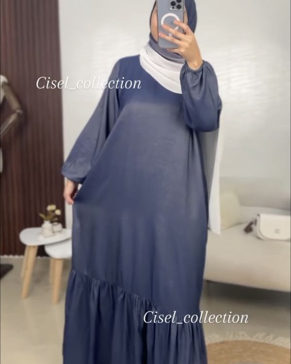 Rym ruffle dress - Denim blue