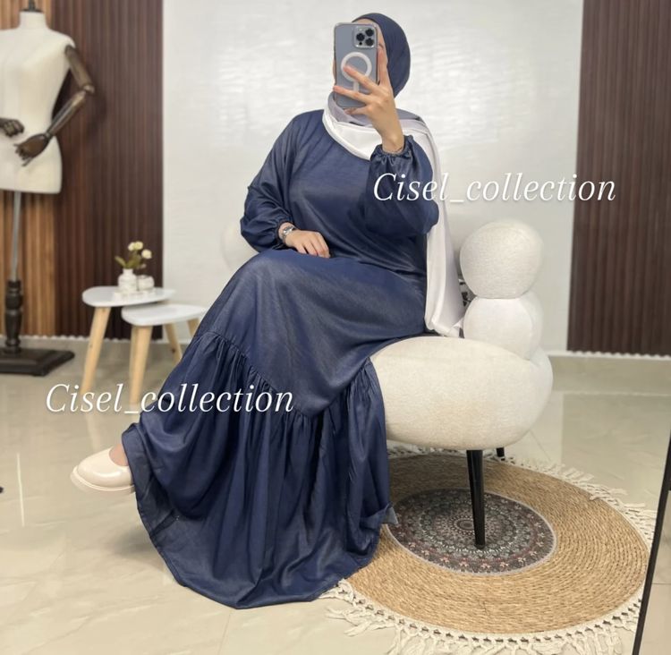 Rym ruffle dress - Denim blue