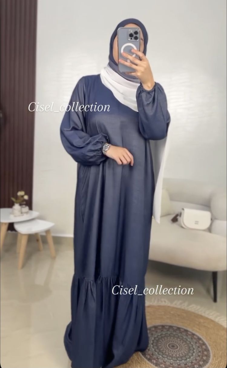 Rym ruffle dress - Denim blue